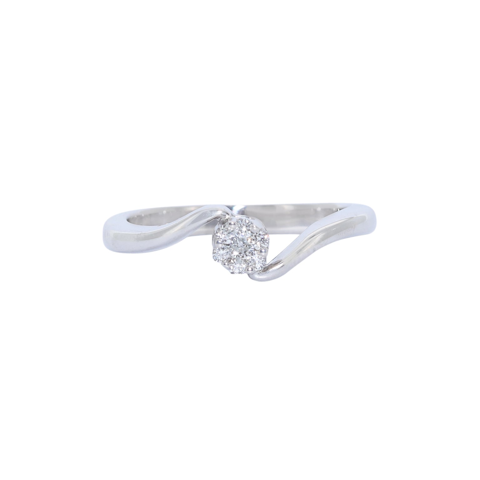 SOLITARIO FLOR ORO BLANCO CON BRILLANTES