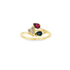 ANILLO TU Y YO ZAFIRO Y RUBI CON DIAMANTES