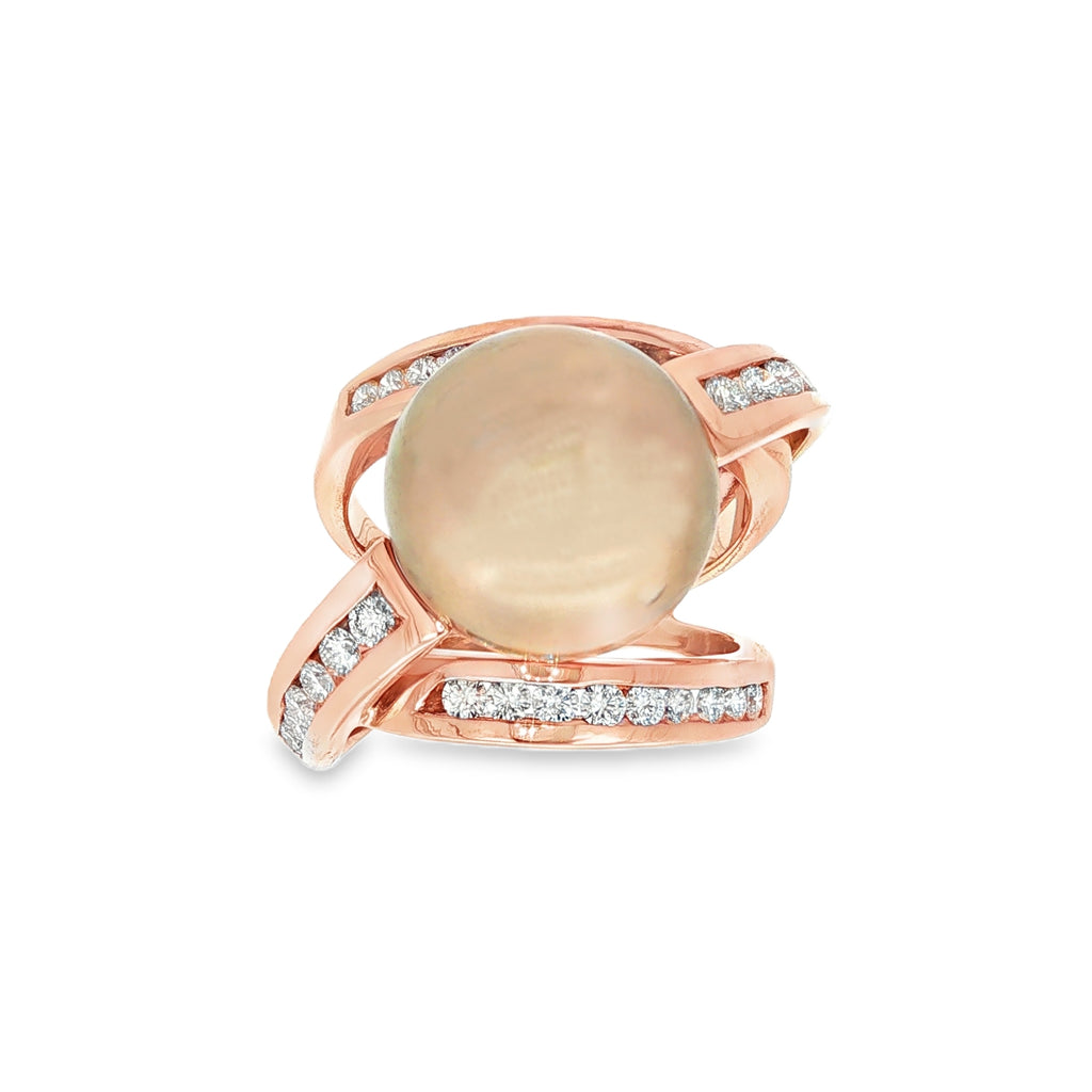 ANILLO PERLA IMPERIAL ORO ROSA CON DIAMANTES