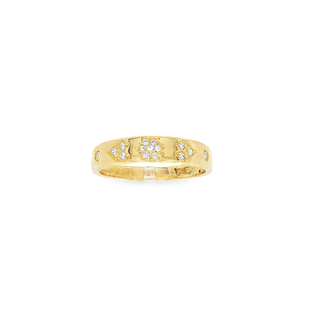 ANILLO FLOR Y CORAZONES CON CIRCONITAS