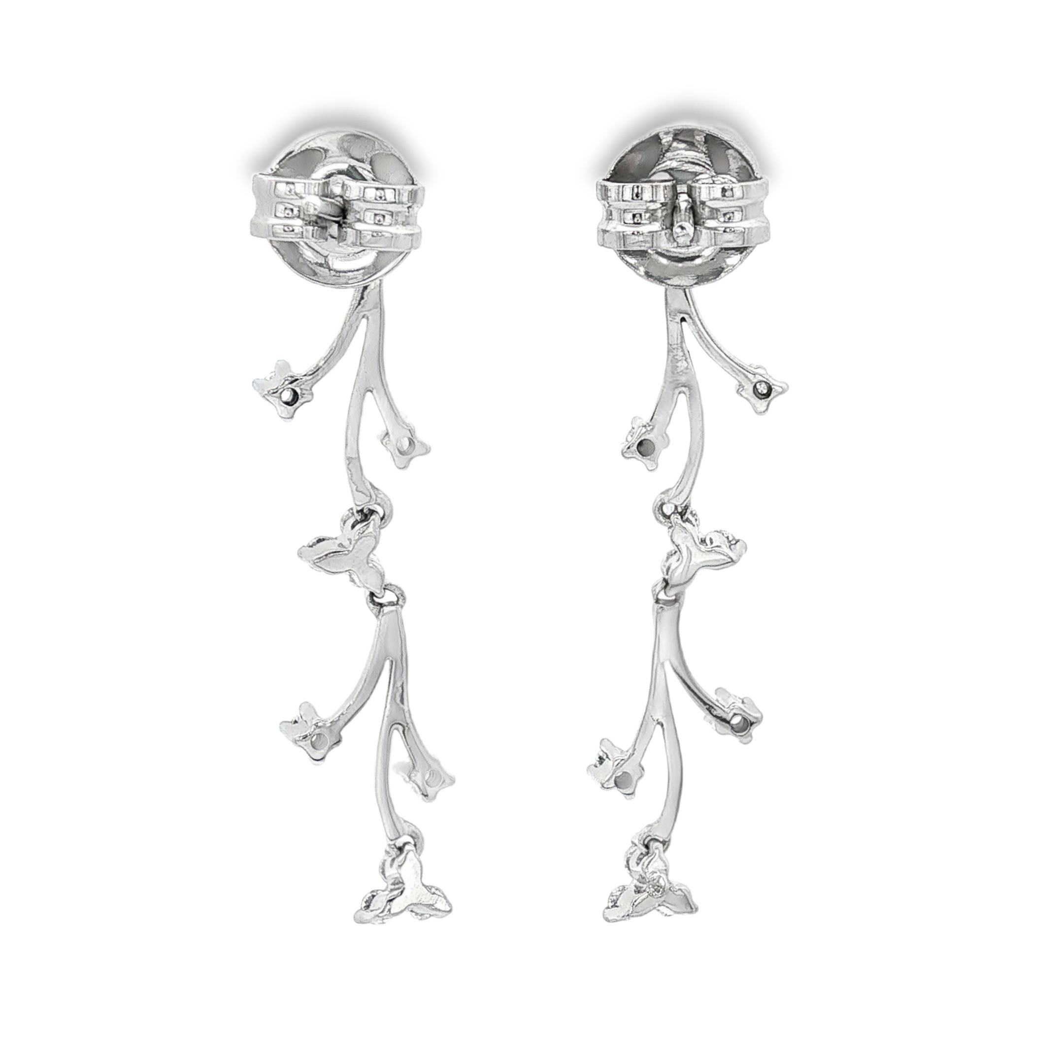 PENDIENTES RAMA DE LUZ ORO BLANCO CON DIAMANTES