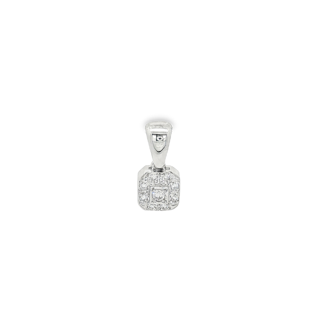COLGANTE CUADRADO ORO BLANCO CON DIAMANTES