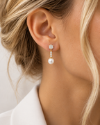PENDIENTES FLOR CON PERLA