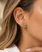 PENDIENTES FLOR VERDE CON CIRCONITAS
