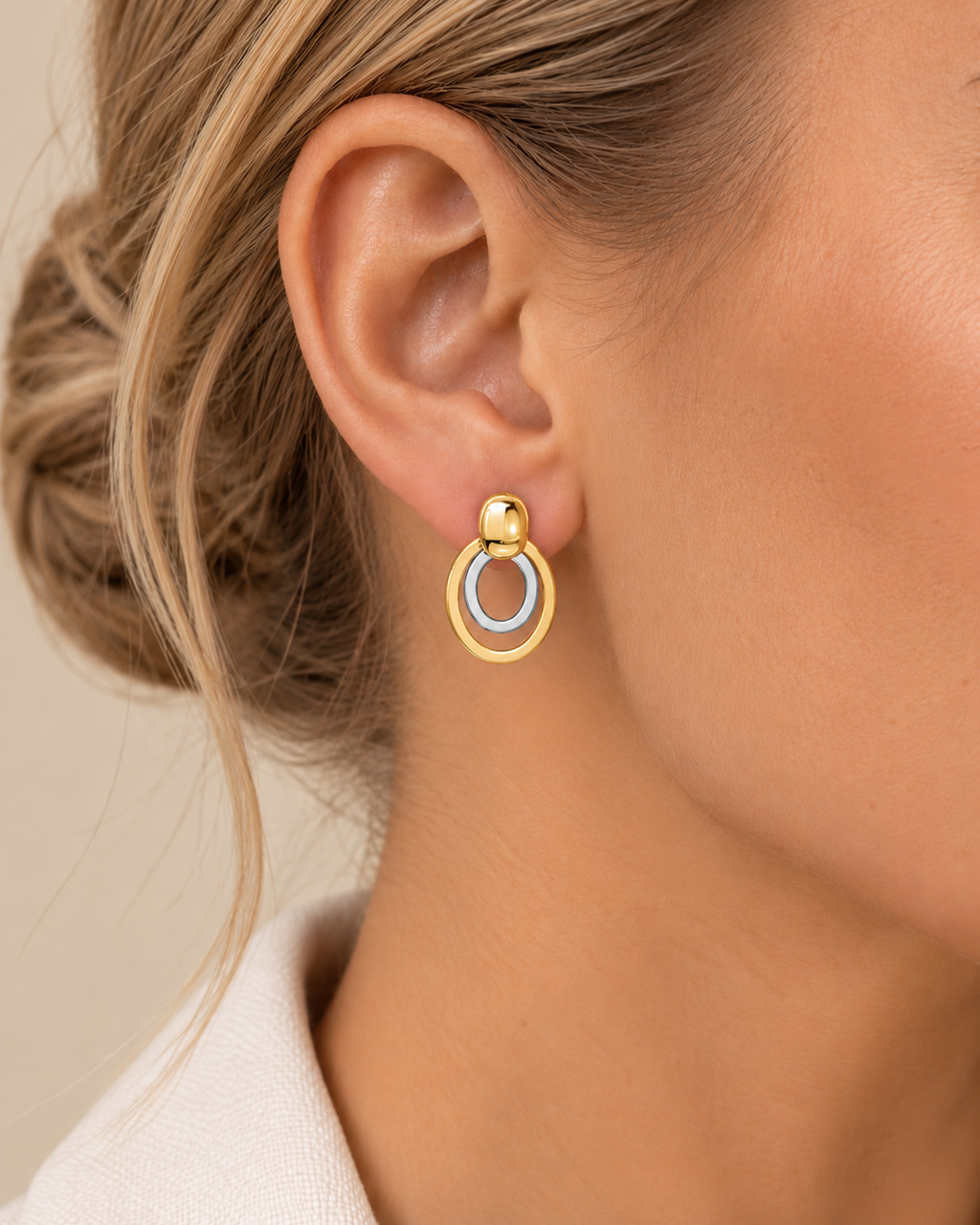PENDIENTES OVALADOS BICOLOR