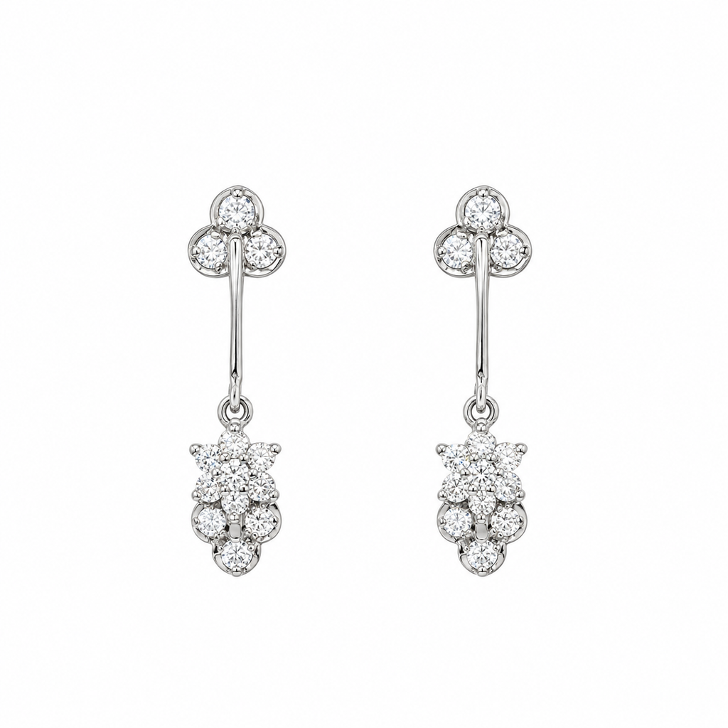PENDIENTES LARGOS FLOR CON CIRCONITAS