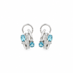 CONJUNTO ANILLO + PENDIENTES ORO BLANCO CON DIAMANTES Y AGUAMARINAS