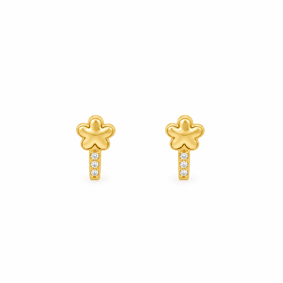 CONJUNTO DE NIÑA ANILLO + PENDIENTES FLOR CON CIRCONITAS