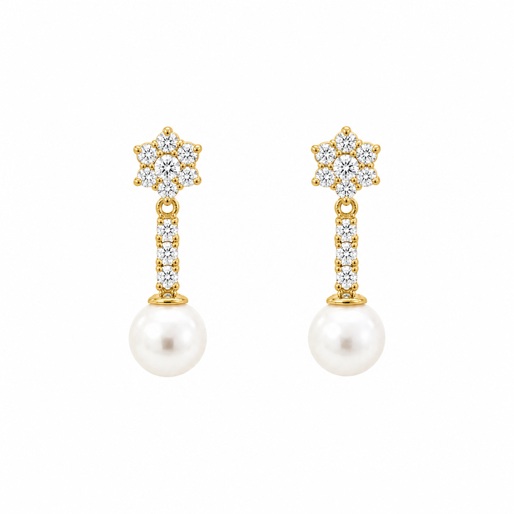 PENDIENTES FLOR CON PERLA