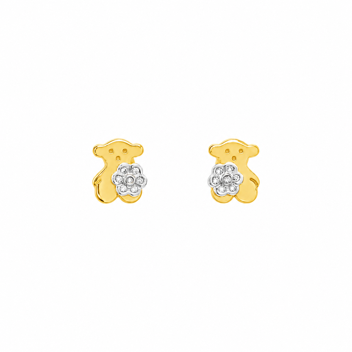 PENDIENTES OSO TOUS BICOLOR CON BRILLANTES