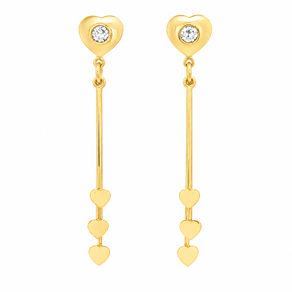 PENDIENTES LARGOS CORAZONES CON CIRCONITAS