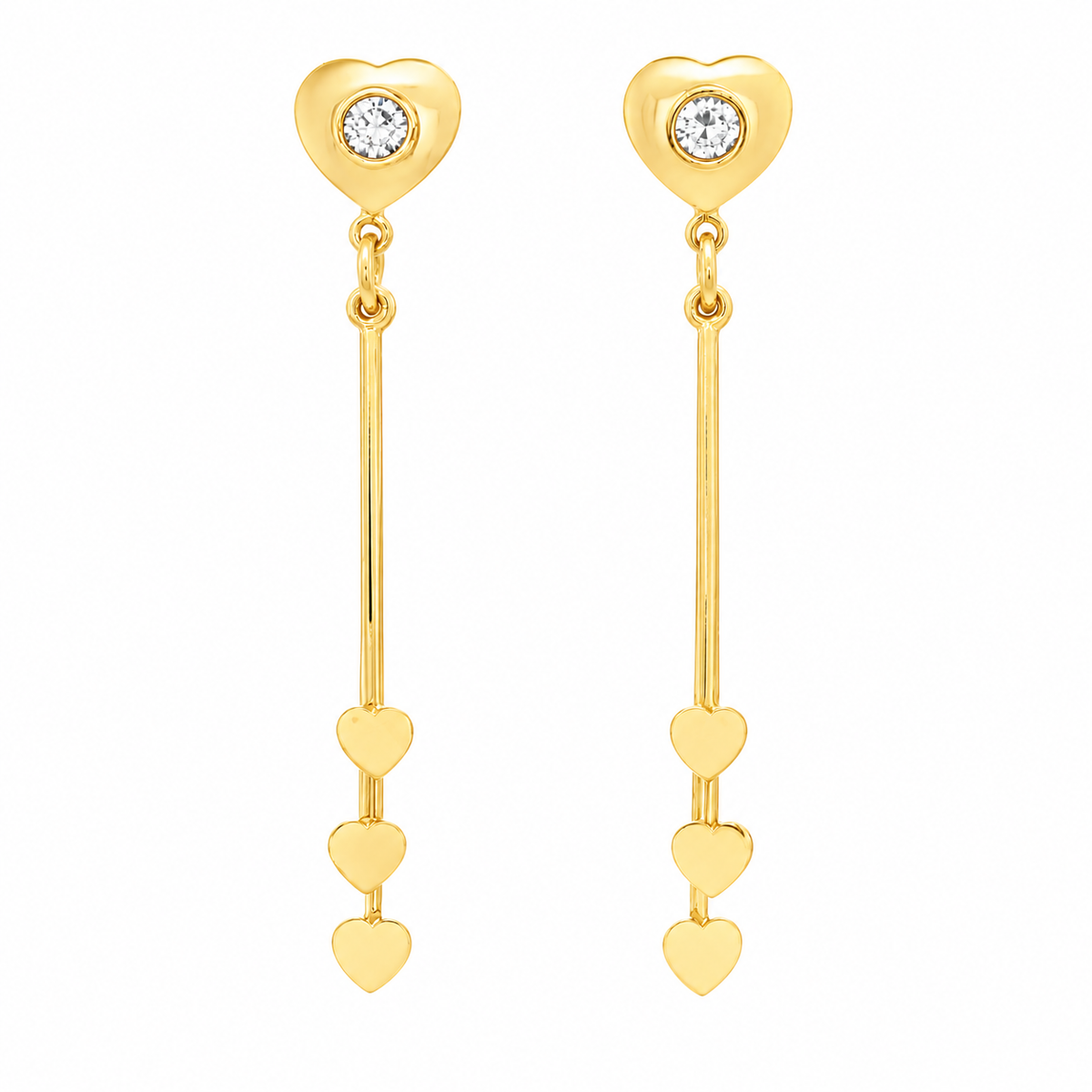PENDIENTES LARGOS CORAZONES CON CIRCONITAS