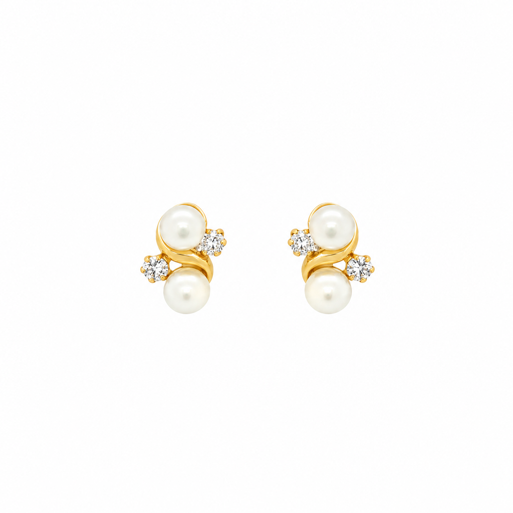 CONJUNTO ANILLO + PENDIENTES CON PERLAS Y CIRCONITAS