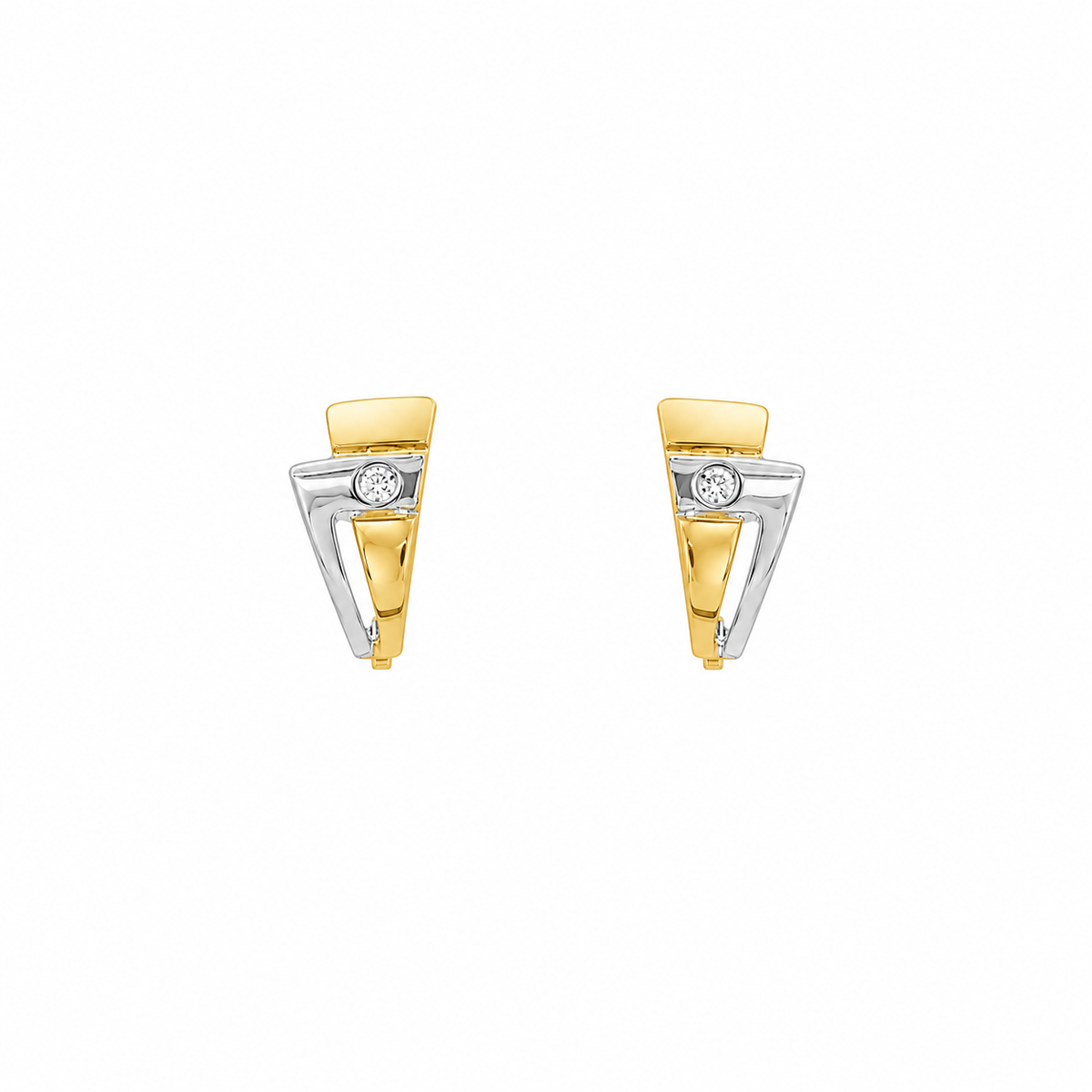 CONJUNTO DE ANILLO + PENDENTES BICOLOR CON CIRCONITA