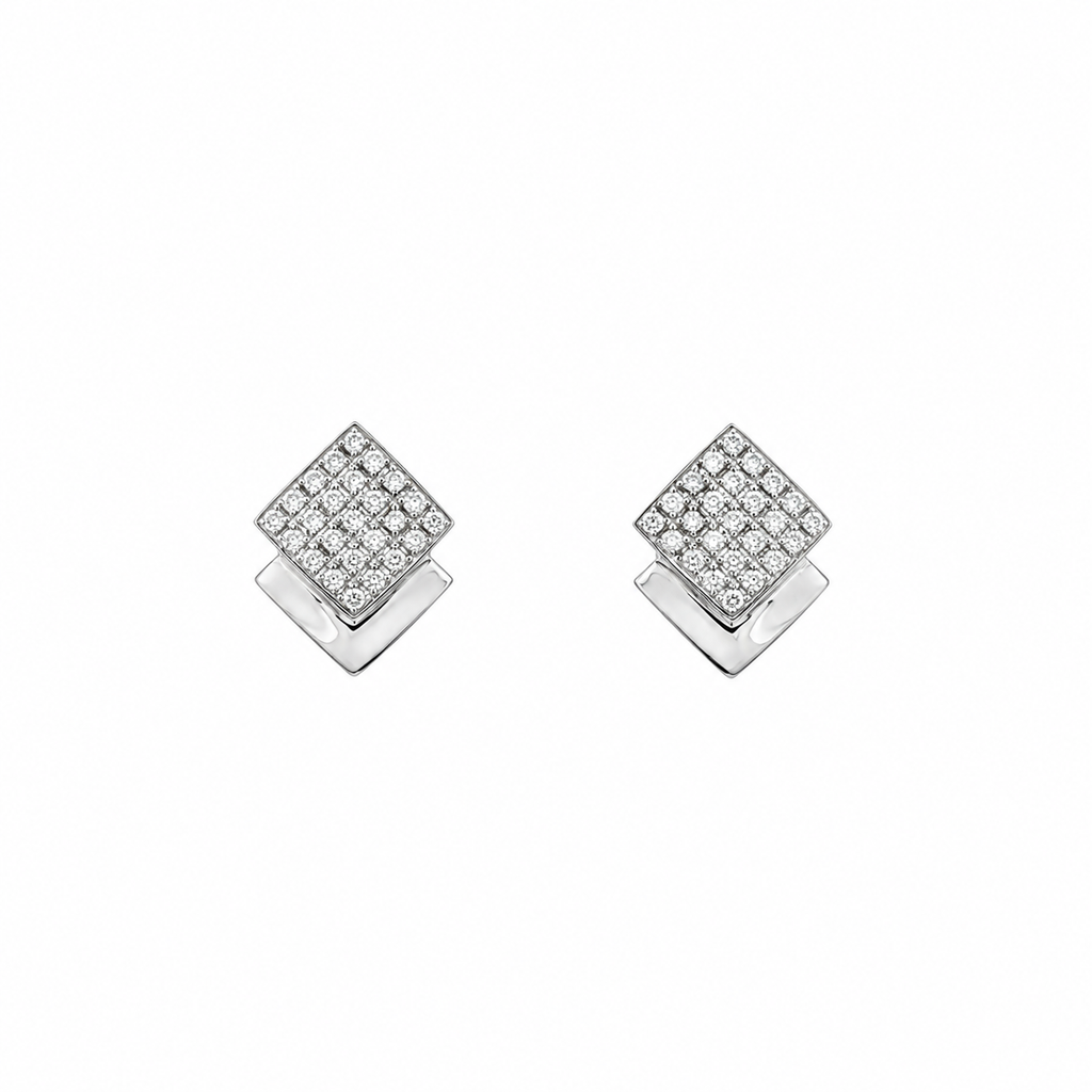 PENDIENTES TRIANGULARES ORO BLANCO CON BRILLANTES