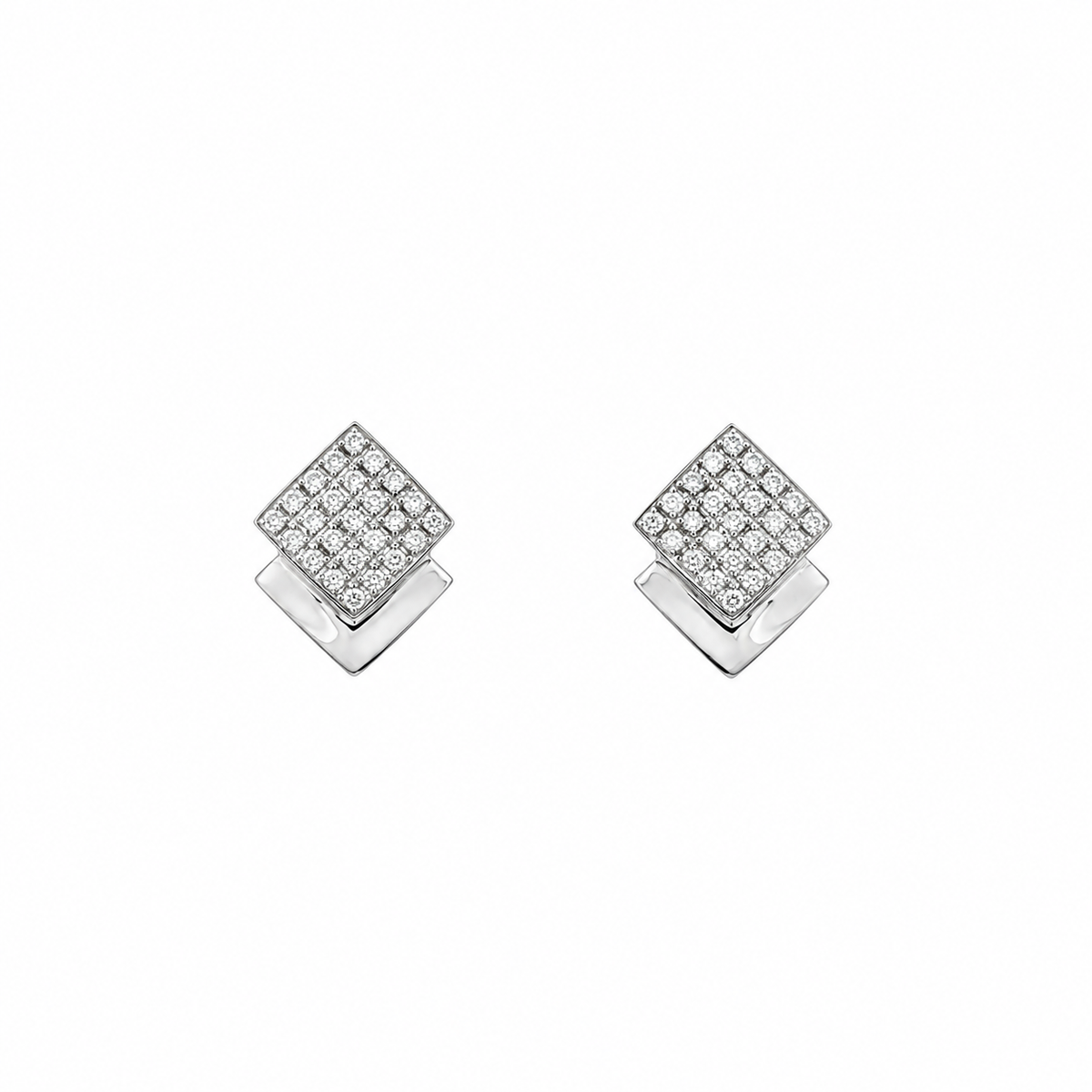 PENDIENTES TRIANGULARES ORO BLANCO CON BRILLANTES