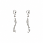 PENDIENTES LARGOS DE ORO BLANCO CON CIRCONITAS