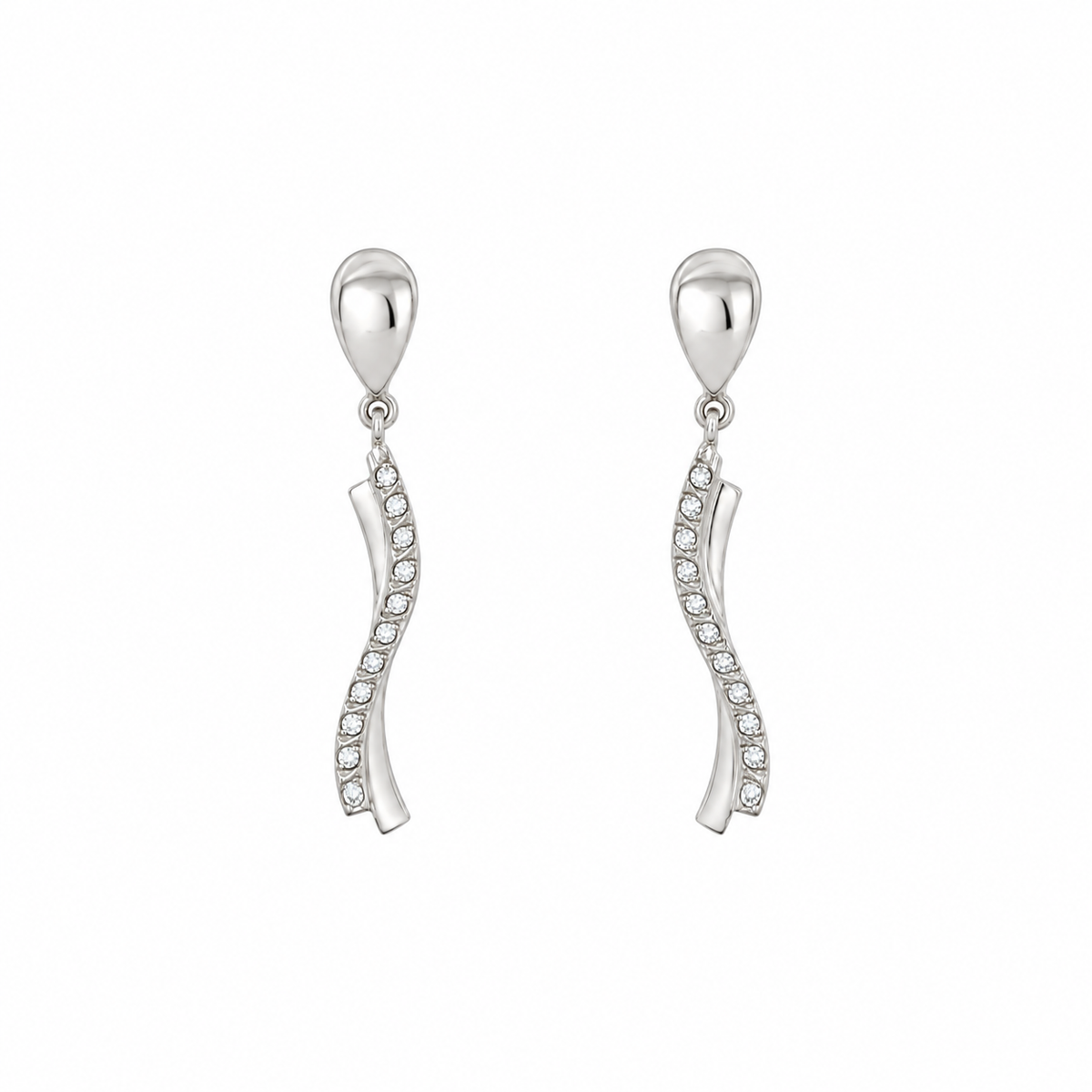 PENDIENTES LARGOS DE ORO BLANCO CON CIRCONITAS