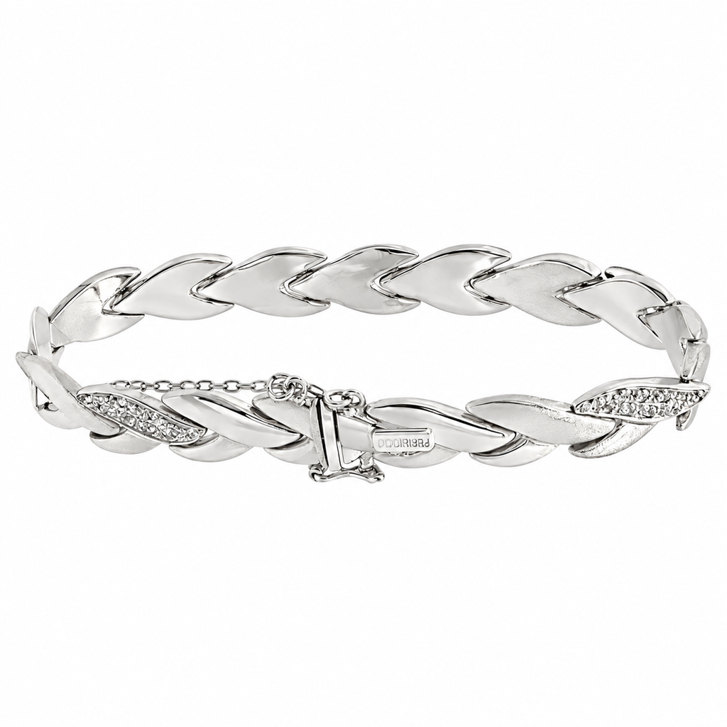 PULSERA LAUREL ORO BLANCO CON CIRCONITAS