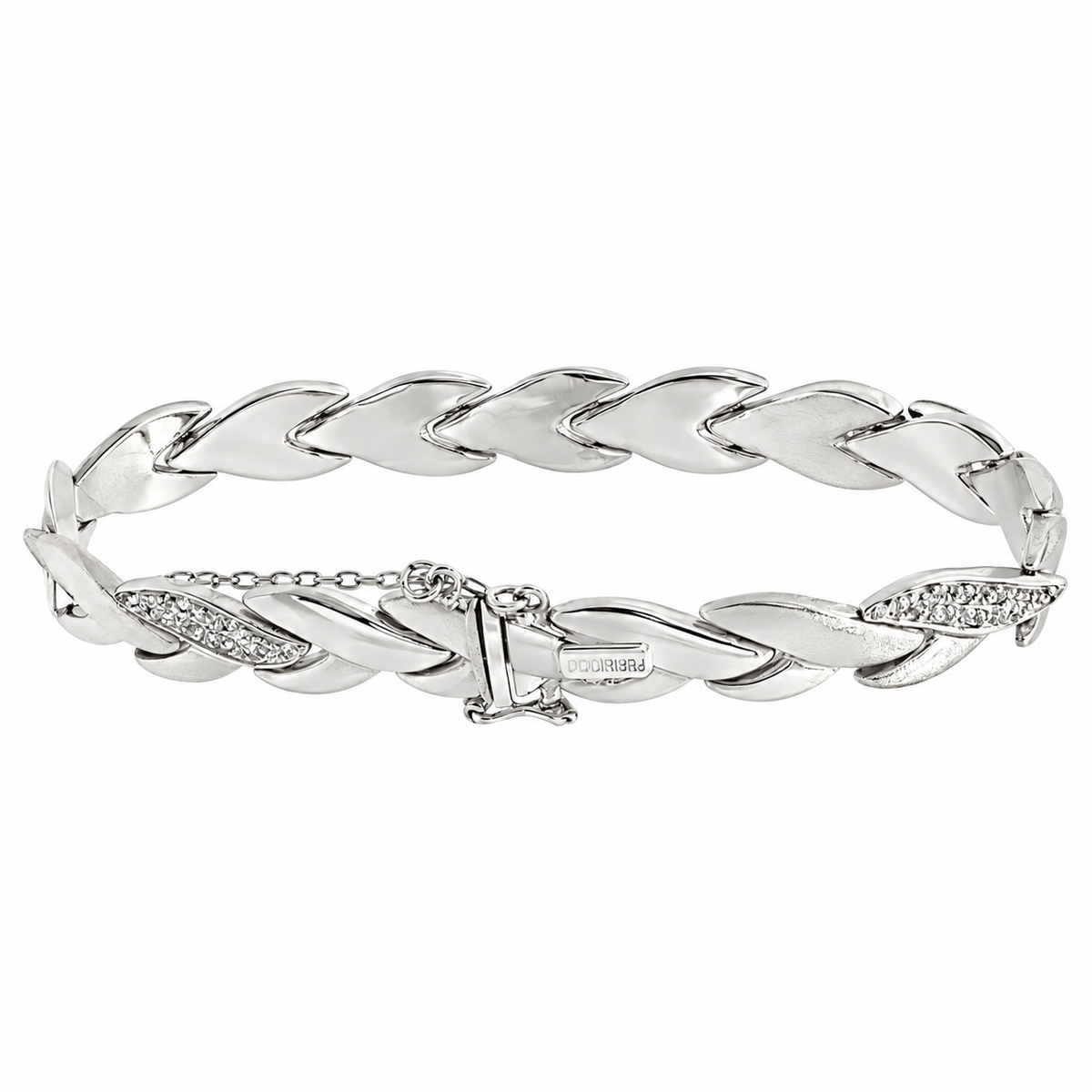 PULSERA LAUREL ORO BLANCO CON CIRCONITAS
