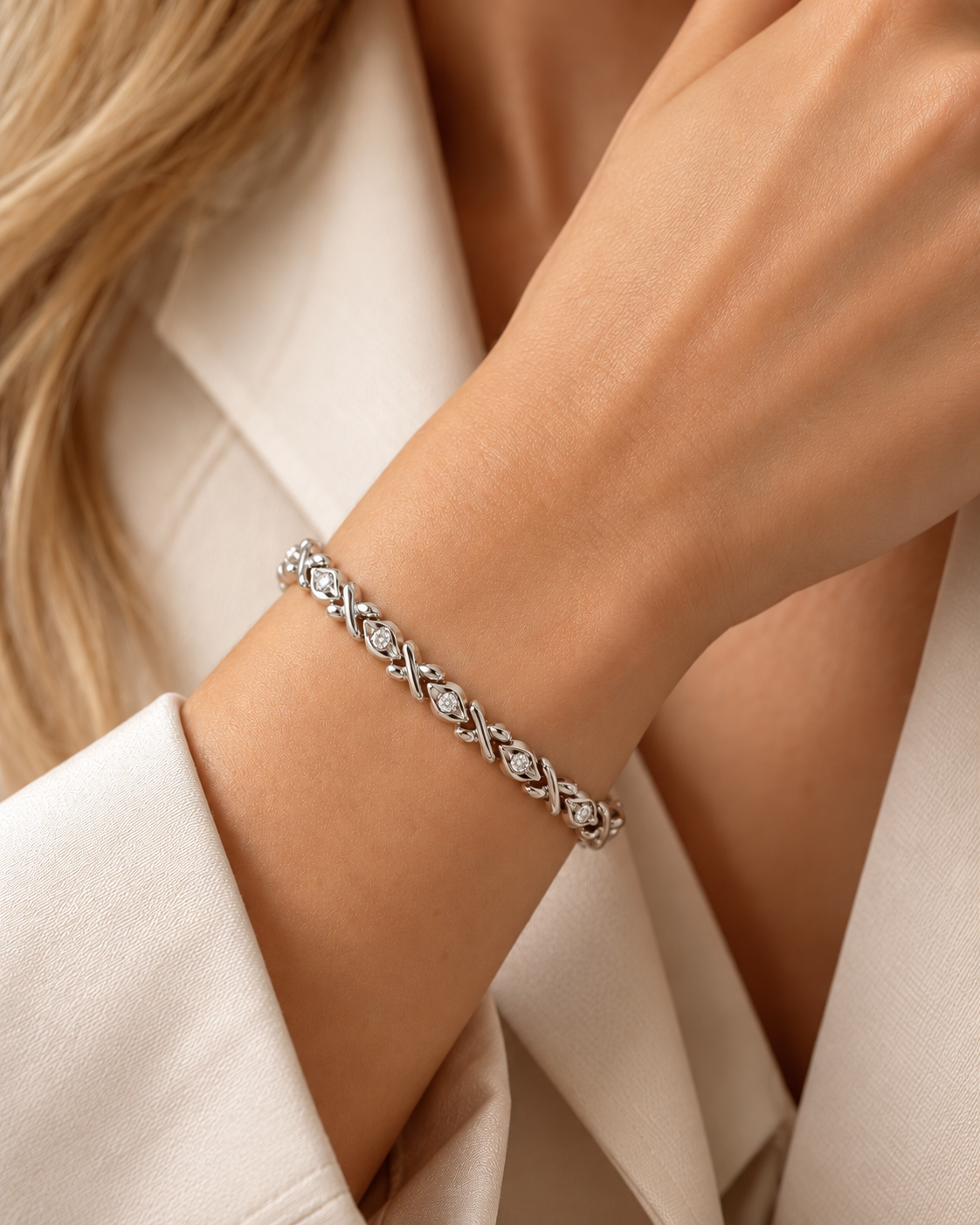 PULSERA ORO BLANCO CON BRILLANTES