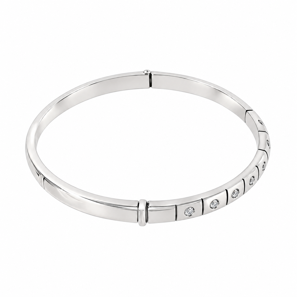 PULSERA RIGIDA ORO BLANCO CON CIRCONITAS