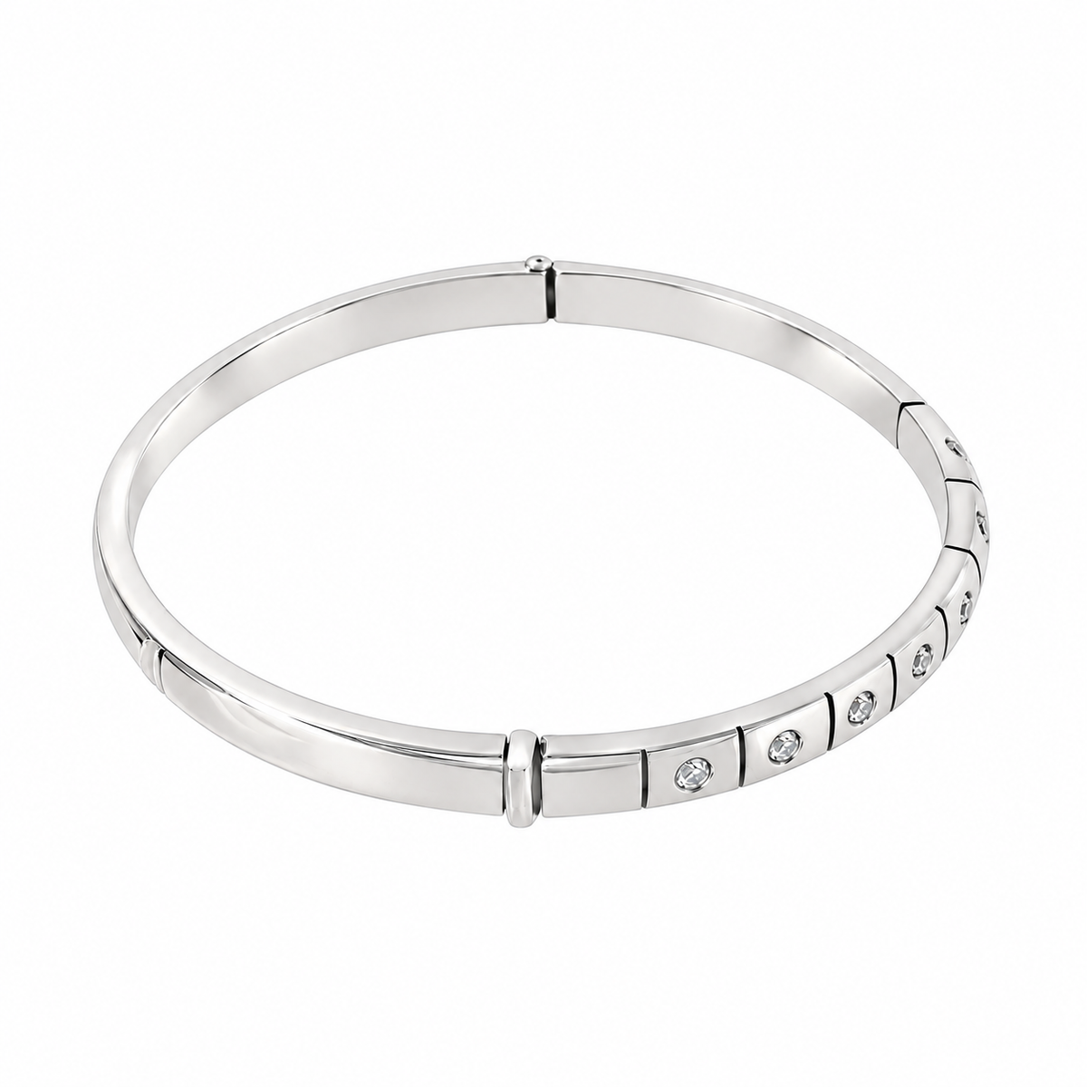 PULSERA RIGIDA ORO BLANCO CON CIRCONITAS