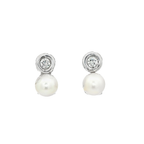 PENDIENTES DE ORO BLANCO CON PERLAS Y DIAMANTES