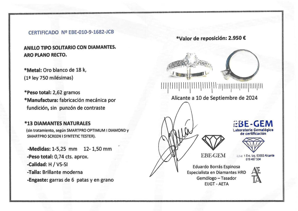 SOLITARIO ORO BLANCO CON BRILLANTES