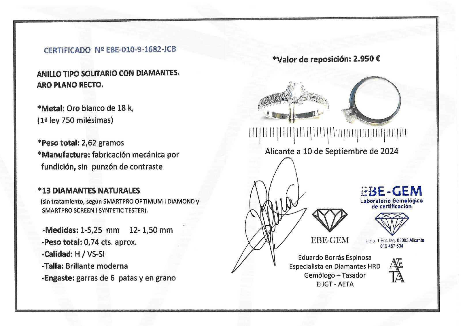 SOLITARIO ORO BLANCO CON BRILLANTES