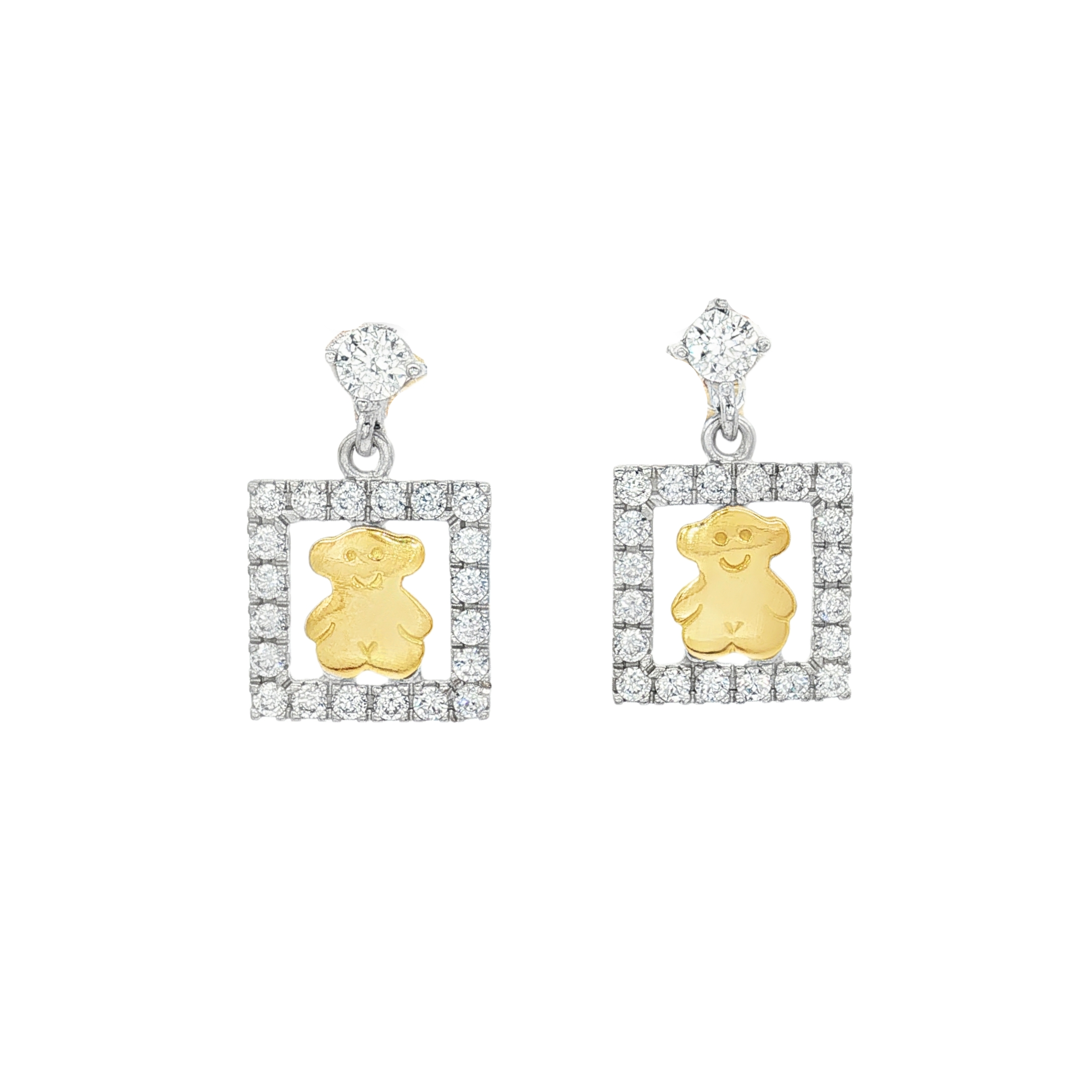 PENDIENTES BICOLOR OSOS CON CIRCONITAS