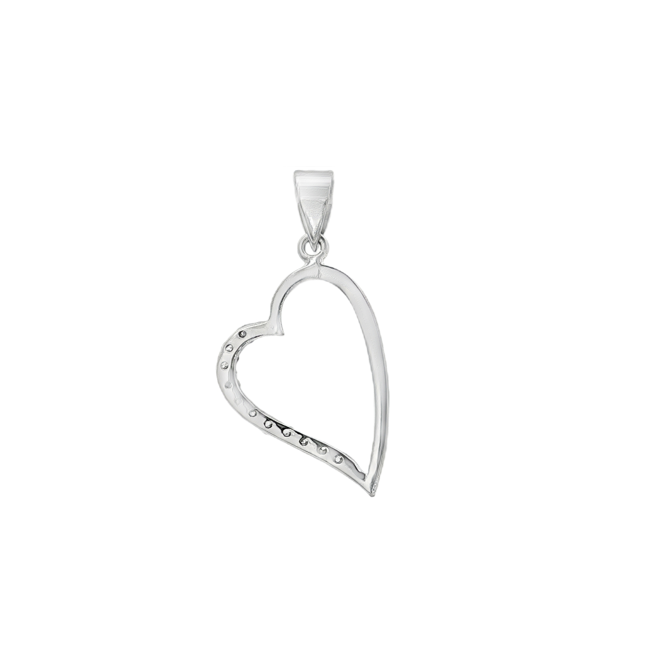 COLGANTE CORAZON ORO BLANCO CON CIRCONITAS
