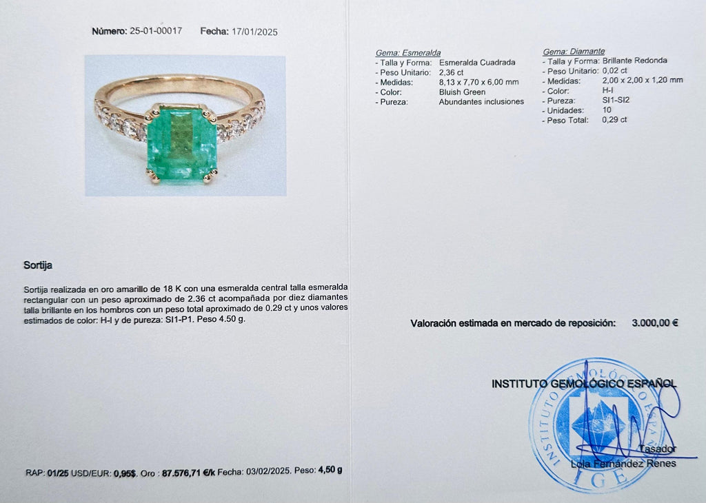 SORTIJA ESMERALDA CON BRILLANTES