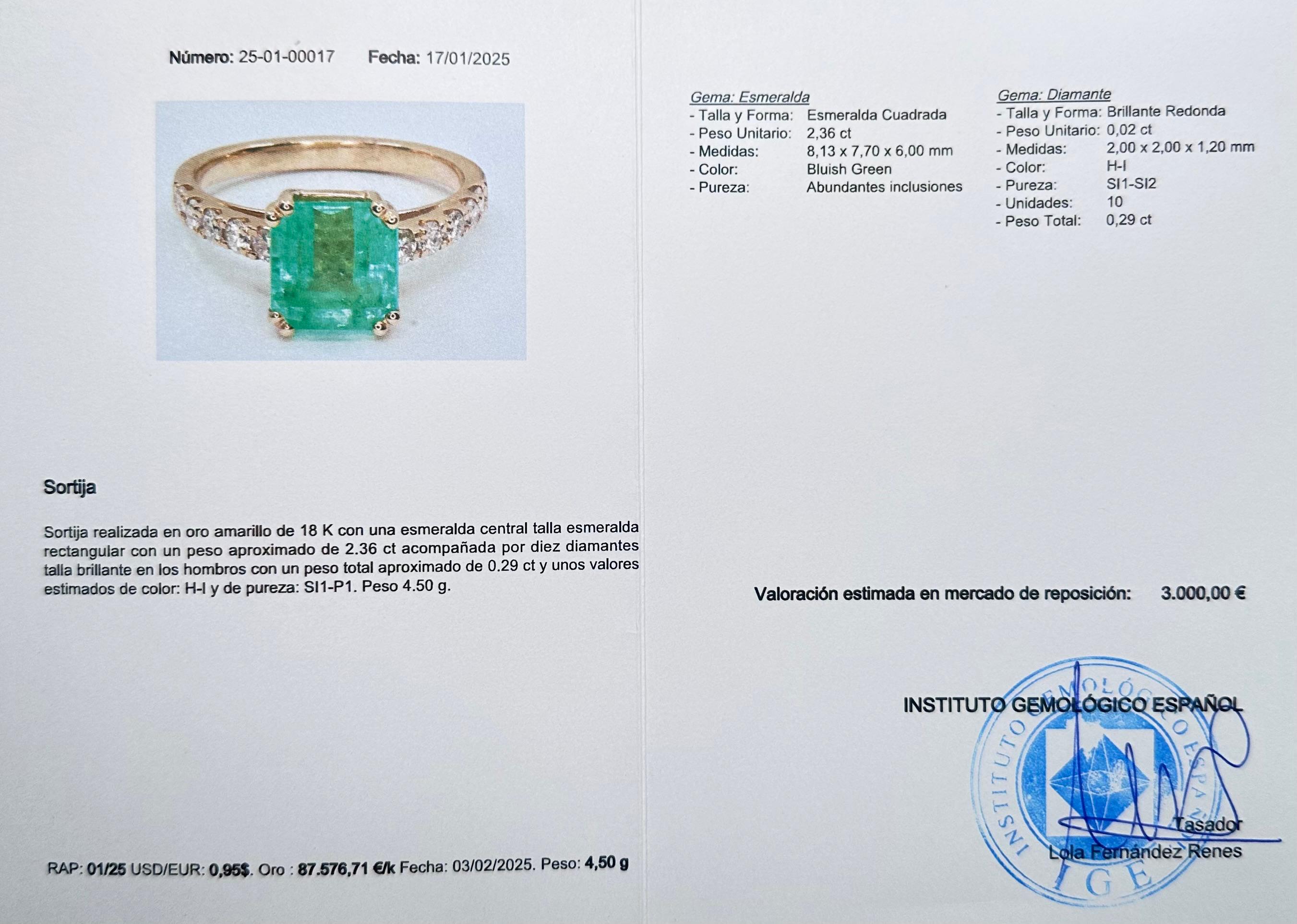 SORTIJA ESMERALDA CON BRILLANTES