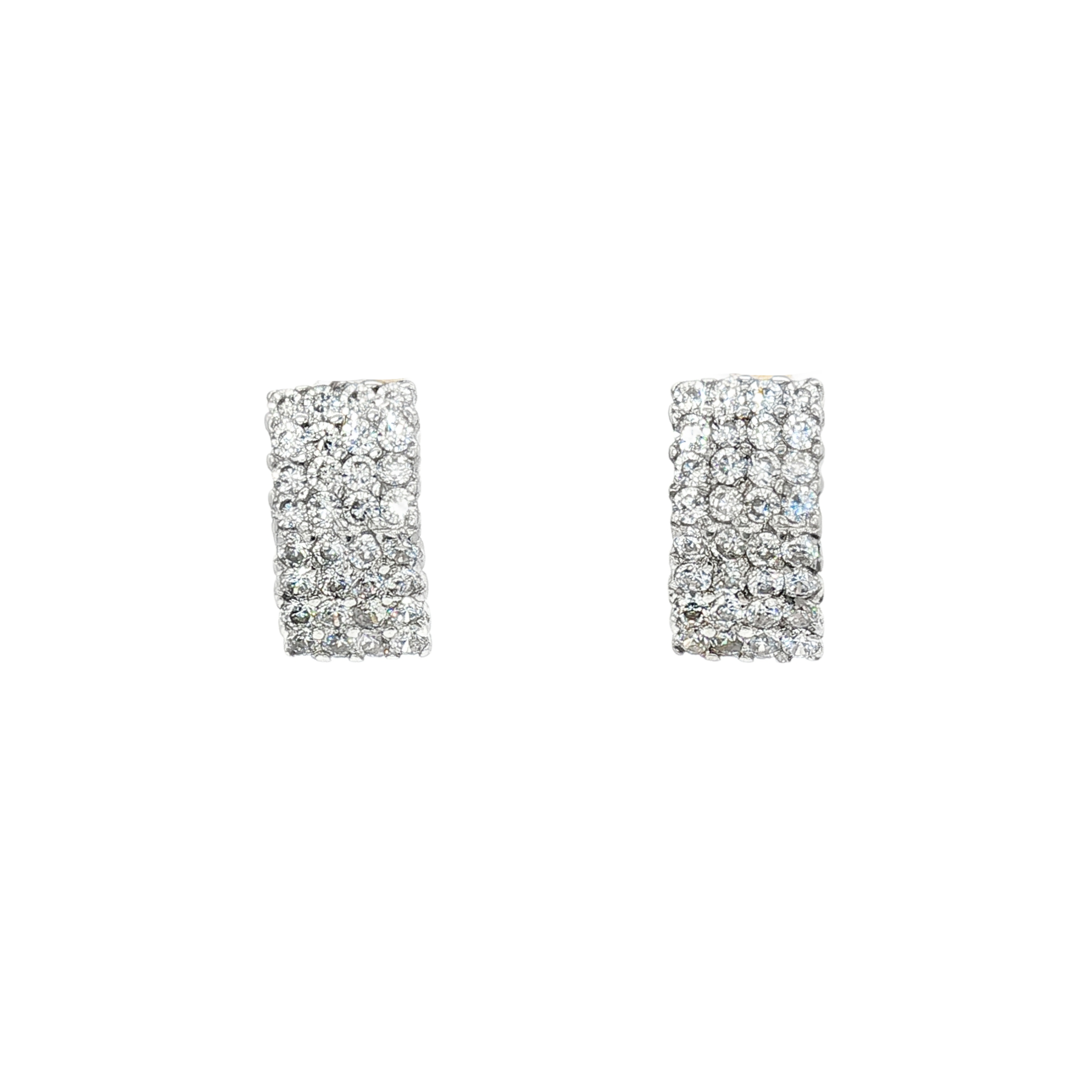 PENDIENTES CUADRADOS BICOLOR CON CIRCONITAS