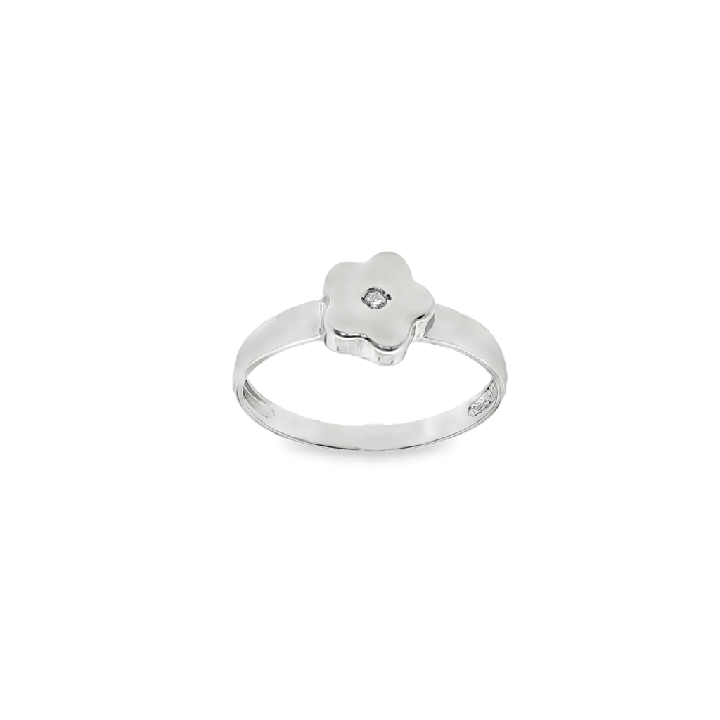 ANILLO FLOR ORO BLANCO CON BRILLANTE