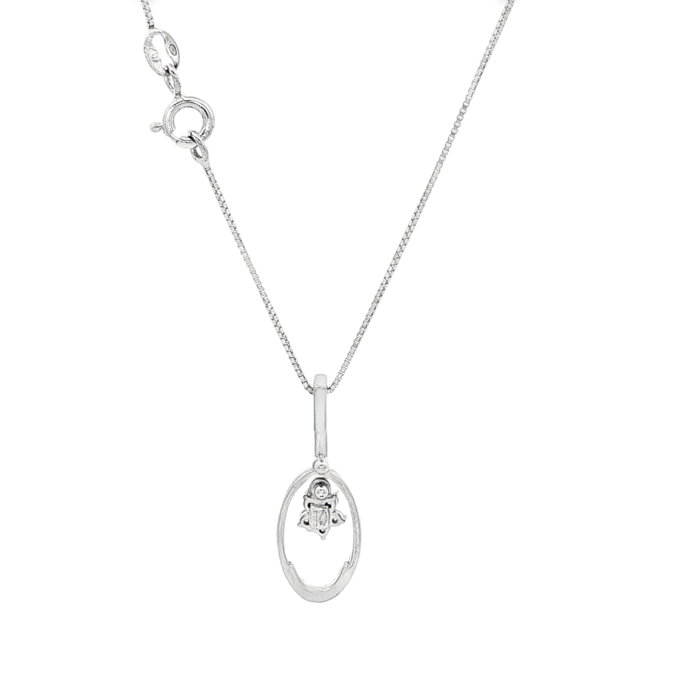 CADENA + DIJE FLOR ORO BLANCO CON CIRCONITAS