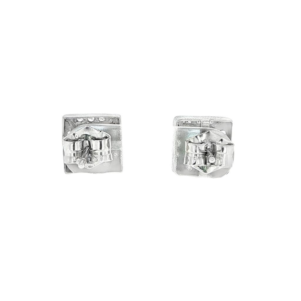 PENDIENTES CUADRADOS ORO BLANCO CON CIRCONITAS