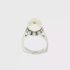 CONJUNTO ORO BLANCO CON PERLA Y BRILLANTES