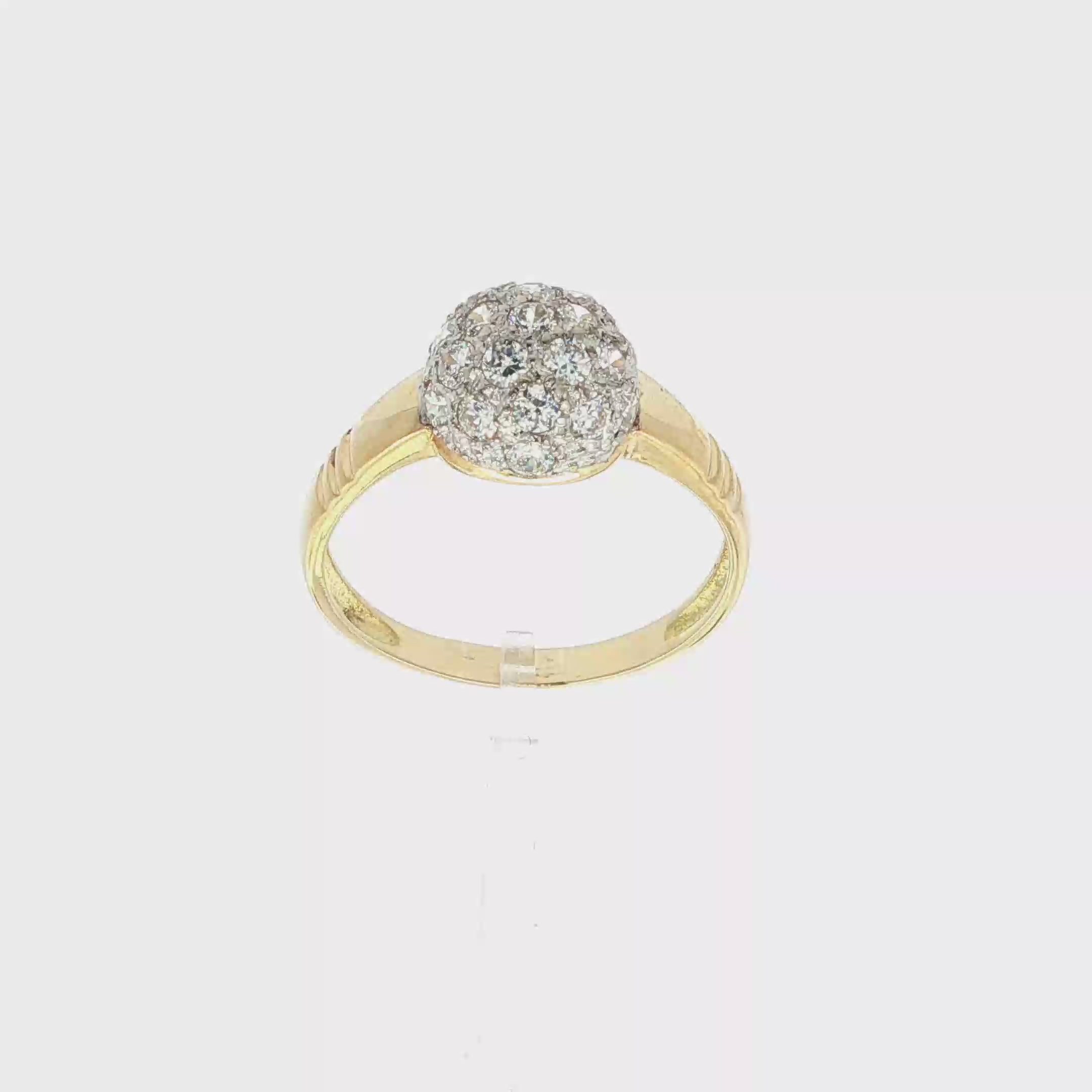 ANILLO BOLA BICOLOR CON CIRCONITAS