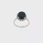 ANILLO DE ORO BLANCO CON DIAMANTES Y ZAFIRO