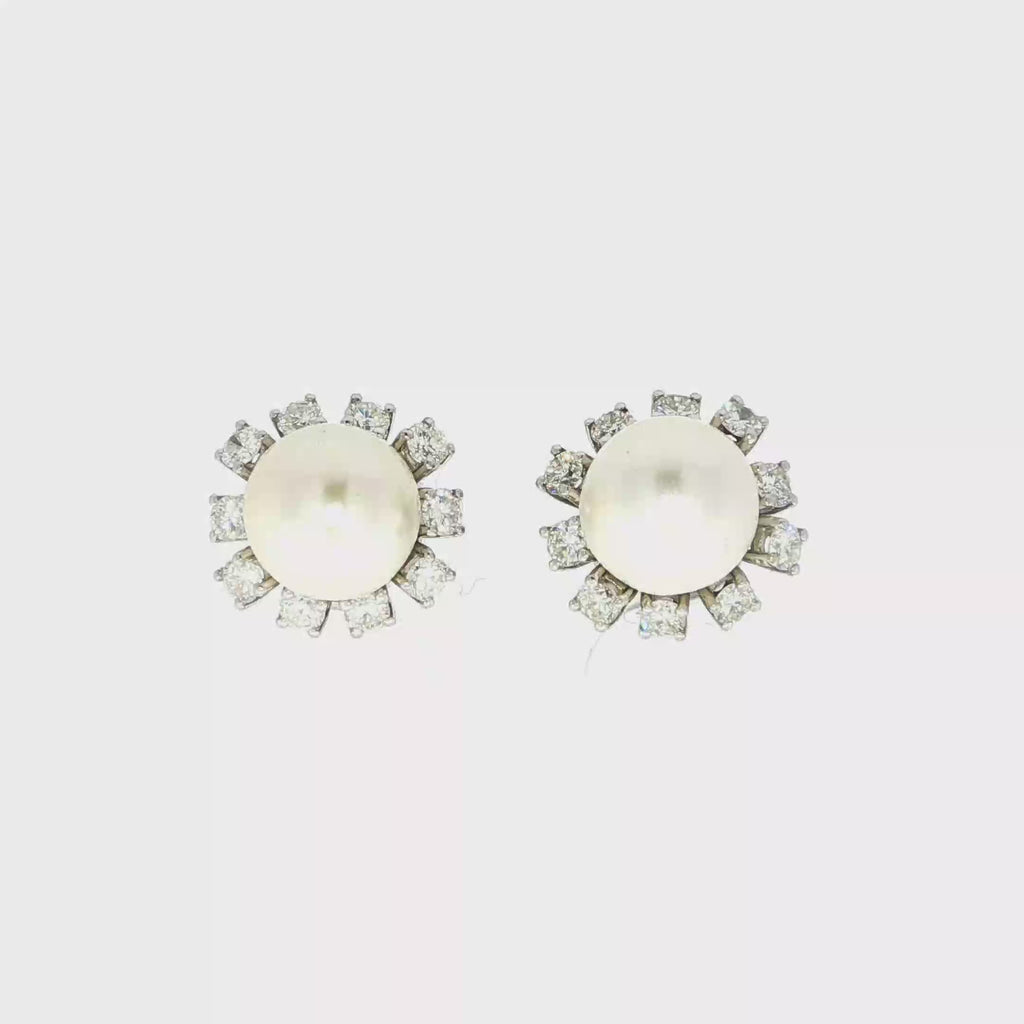 CONJUNTO ORO BLANCO CON PERLA Y BRILLANTES