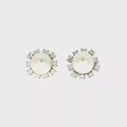 CONJUNTO ORO BLANCO CON PERLA Y BRILLANTES