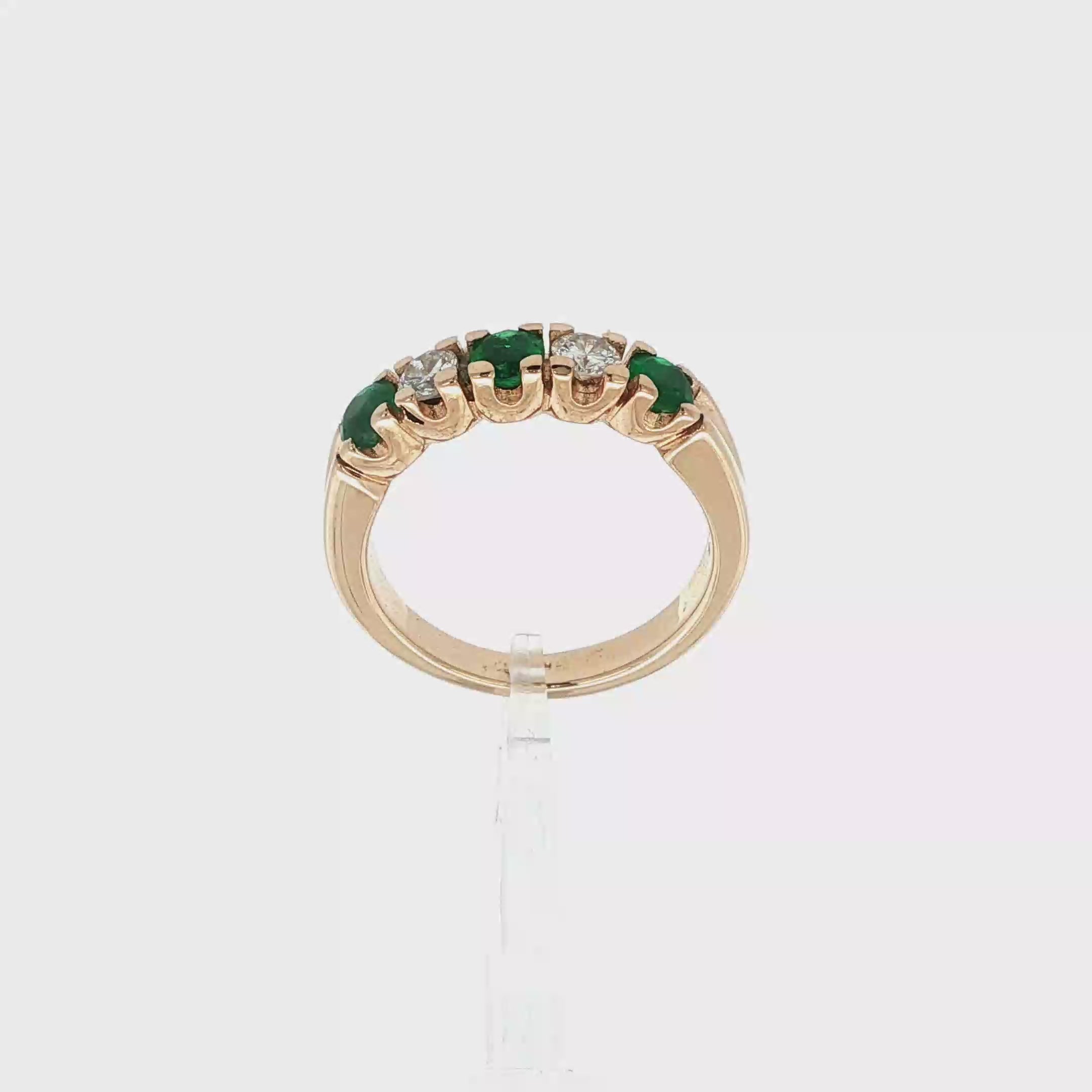 ANILLO CINQUILLO CON DIAMANTES Y ESMERALDAS