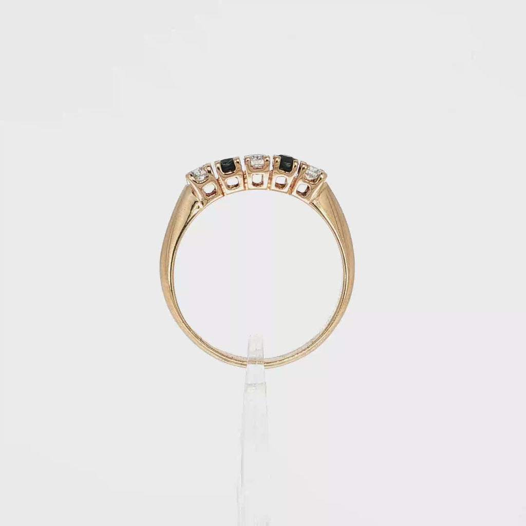 ANILLO CINQUILLO CON ZAFIROS Y DIAMANTES