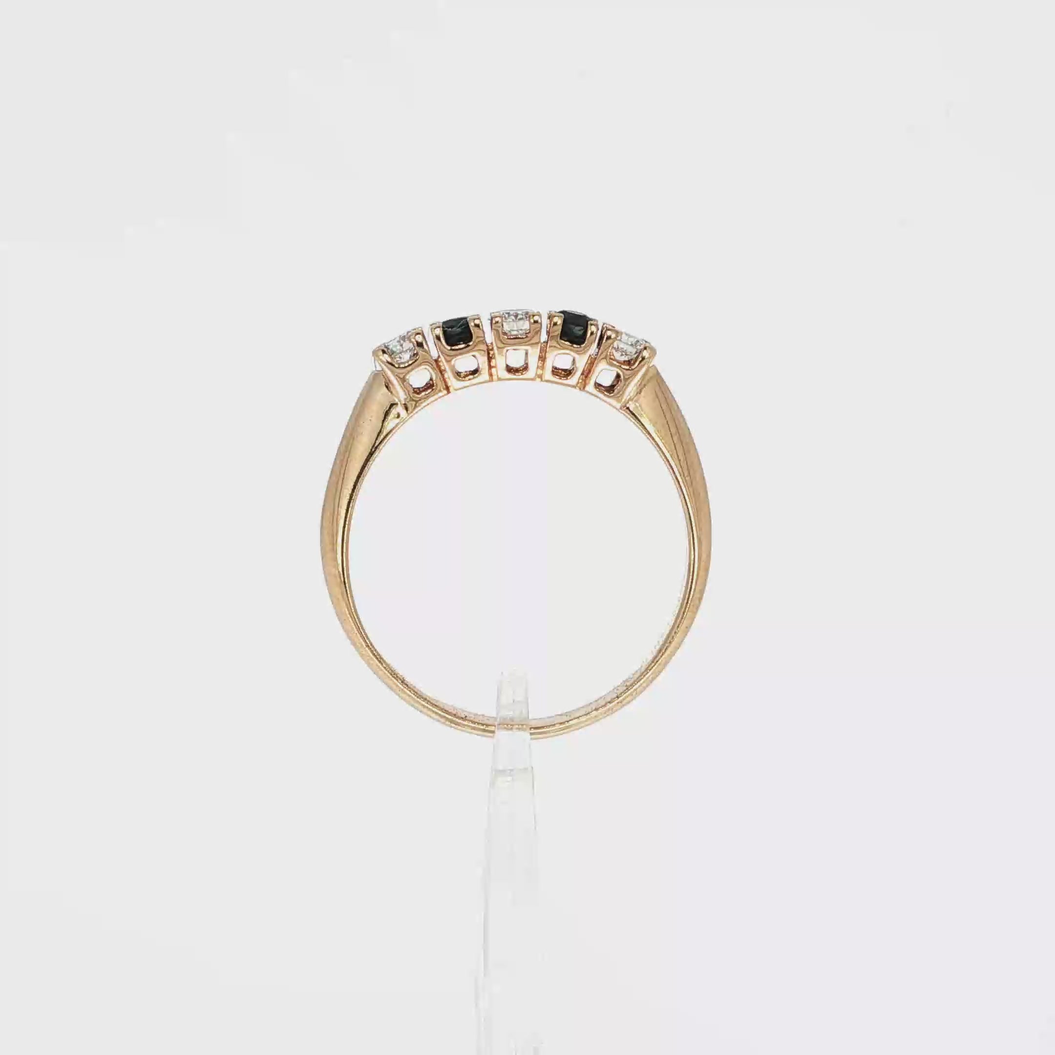 ANILLO CINQUILLO CON ZAFIROS Y DIAMANTES