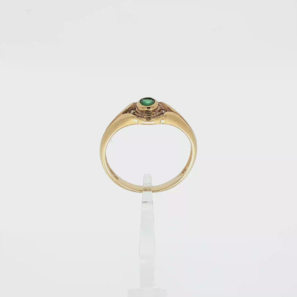 ANILLO SELLO ESMERALDA Y BRILLANTES