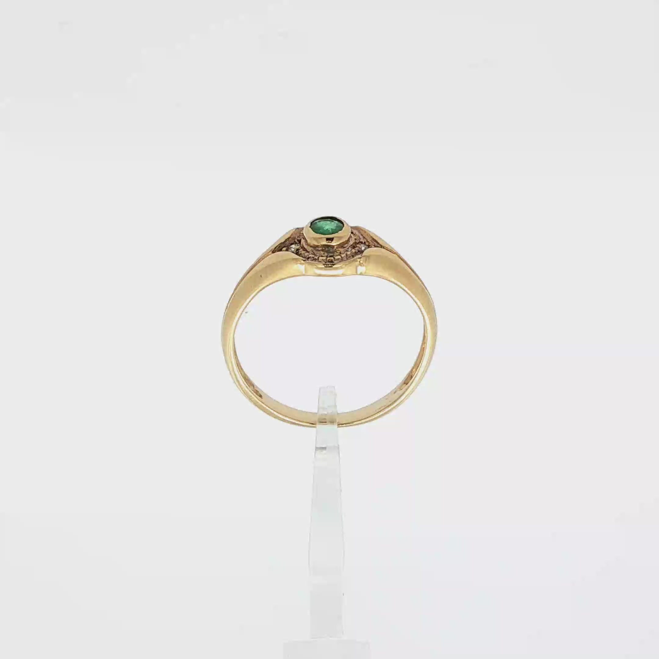 ANILLO SELLO ESMERALDA Y BRILLANTES