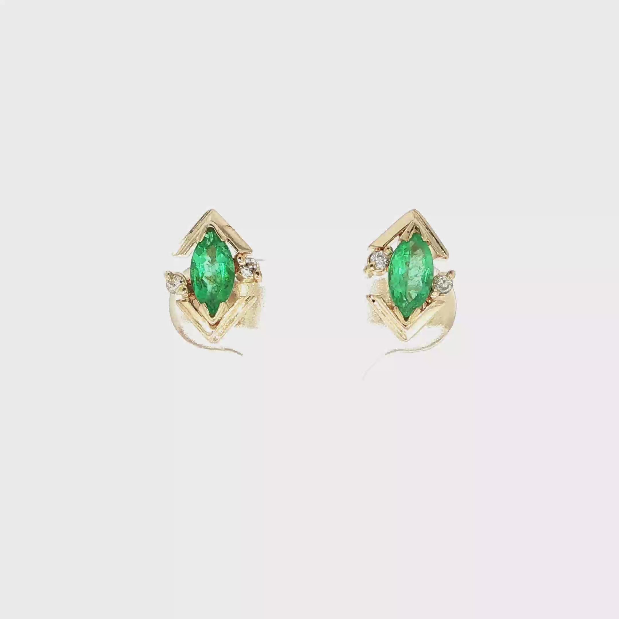 PENDIENTES PICOS CON ESMERALDAS Y BRILLANTES