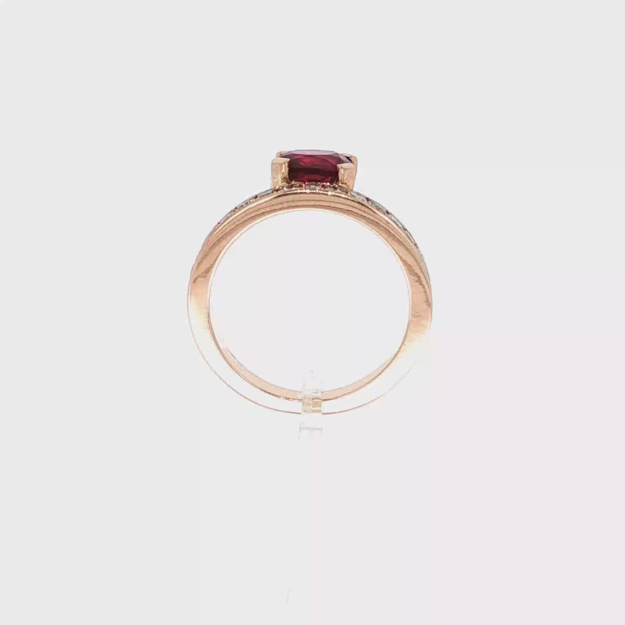 SORTIJA ORO ROSA CON RUBÍ